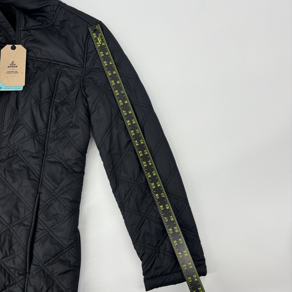 prAna Esla Hooded Coat Jacket Black Women Small Water Resistant Recycled Fabric - Picture 8 of 10